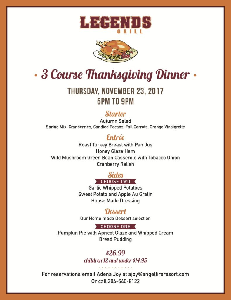 Thanksgiving Dinner Restaurant 2019
 Thanksgiving Dinner at Legends Angel Fire Resort