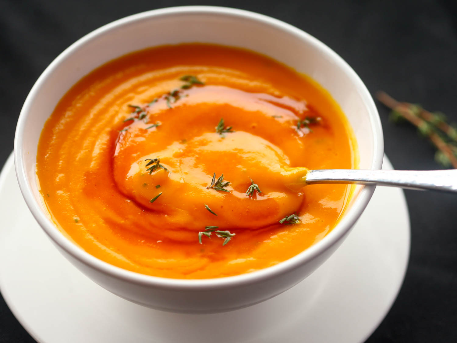 Thanksgiving Pumpkin Recipes
 Roasted Pumpkin Soup With Brown Butter and Thyme Recipe