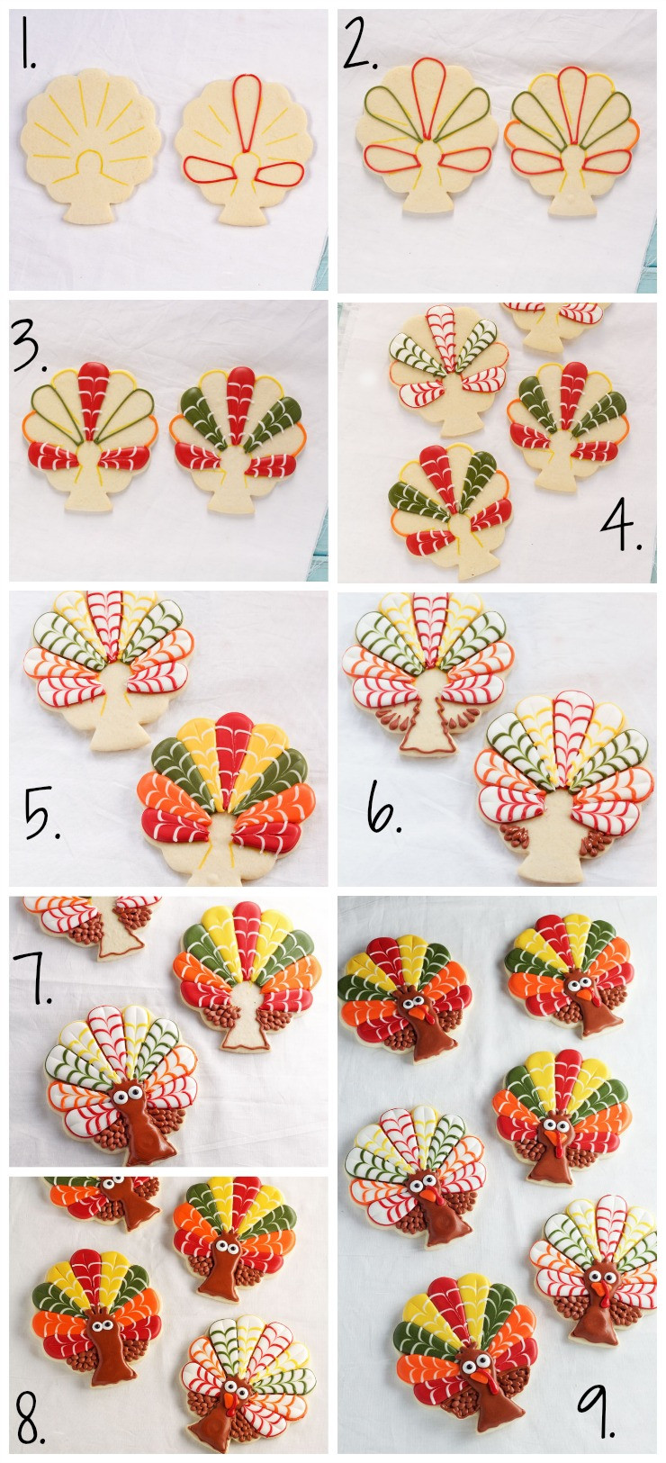 Thanksgiving Sugar Cookies
 Decorated Turkey Cookies