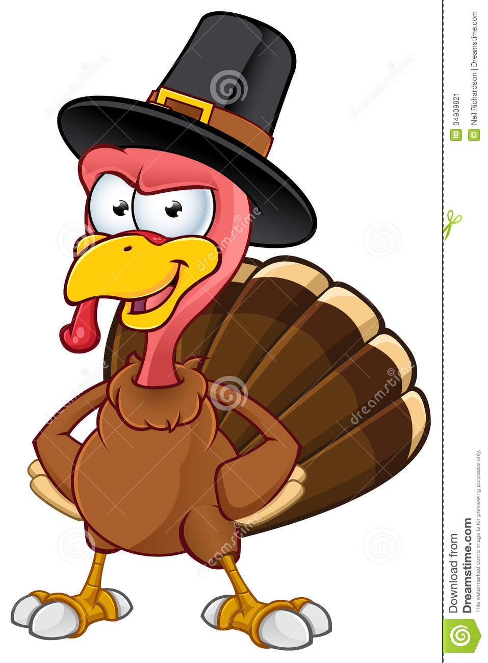 Thanksgiving Turkey Cartoon
 Turkey Mascot Hands Hips Stock Vector Image