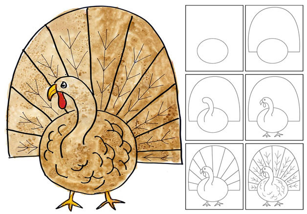 Thanksgiving Turkey Drawing
 Rumriver Art Center Art Projects for Homeschoolers
