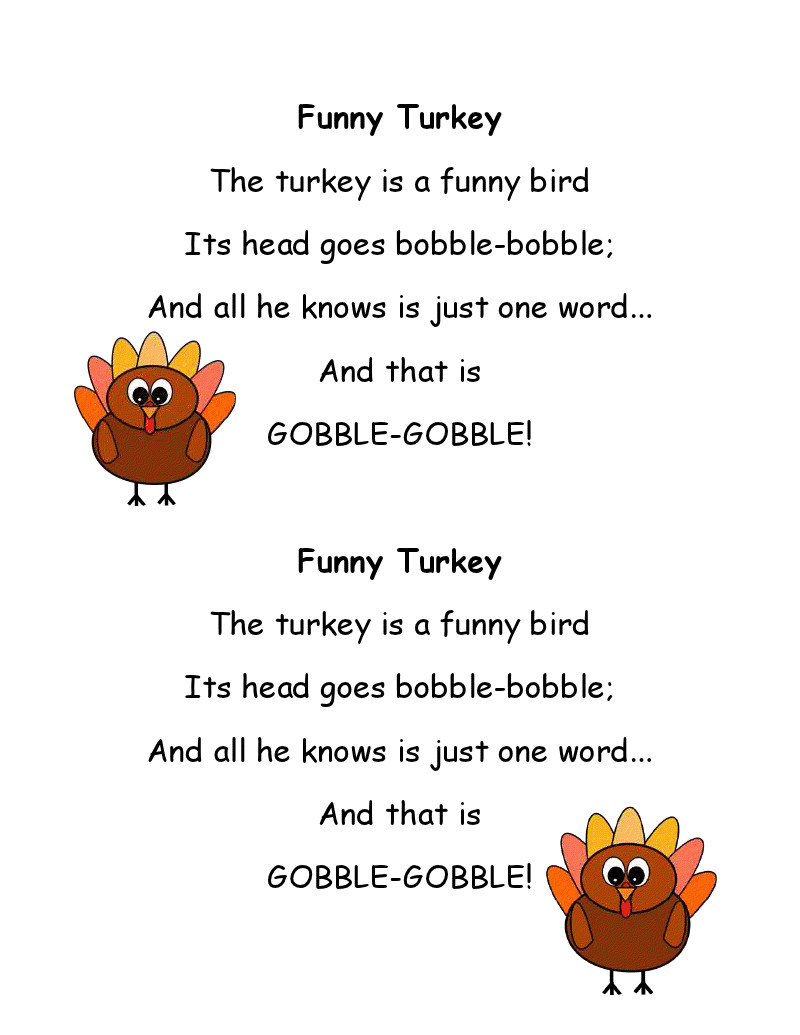 Thanksgiving Turkey Poem
 Literacy Minute Turkey Poems for Thanksgiving
