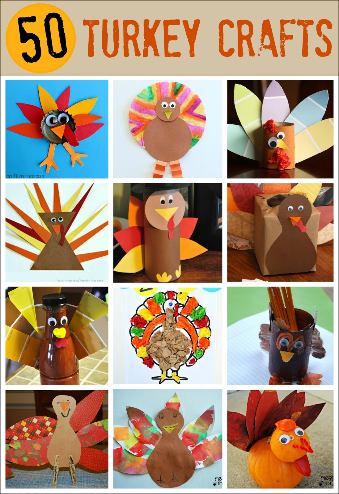 Thanksgiving Turkey Projects
 Thanksgiving Crafts for Kids Pipe Cleaner Turkey Mess
