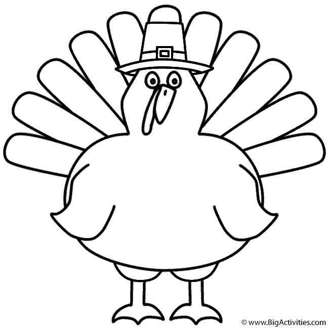 Thanksgiving Turkey To Color
 Turkey with Pilgrim Hat Coloring Page Thanksgiving