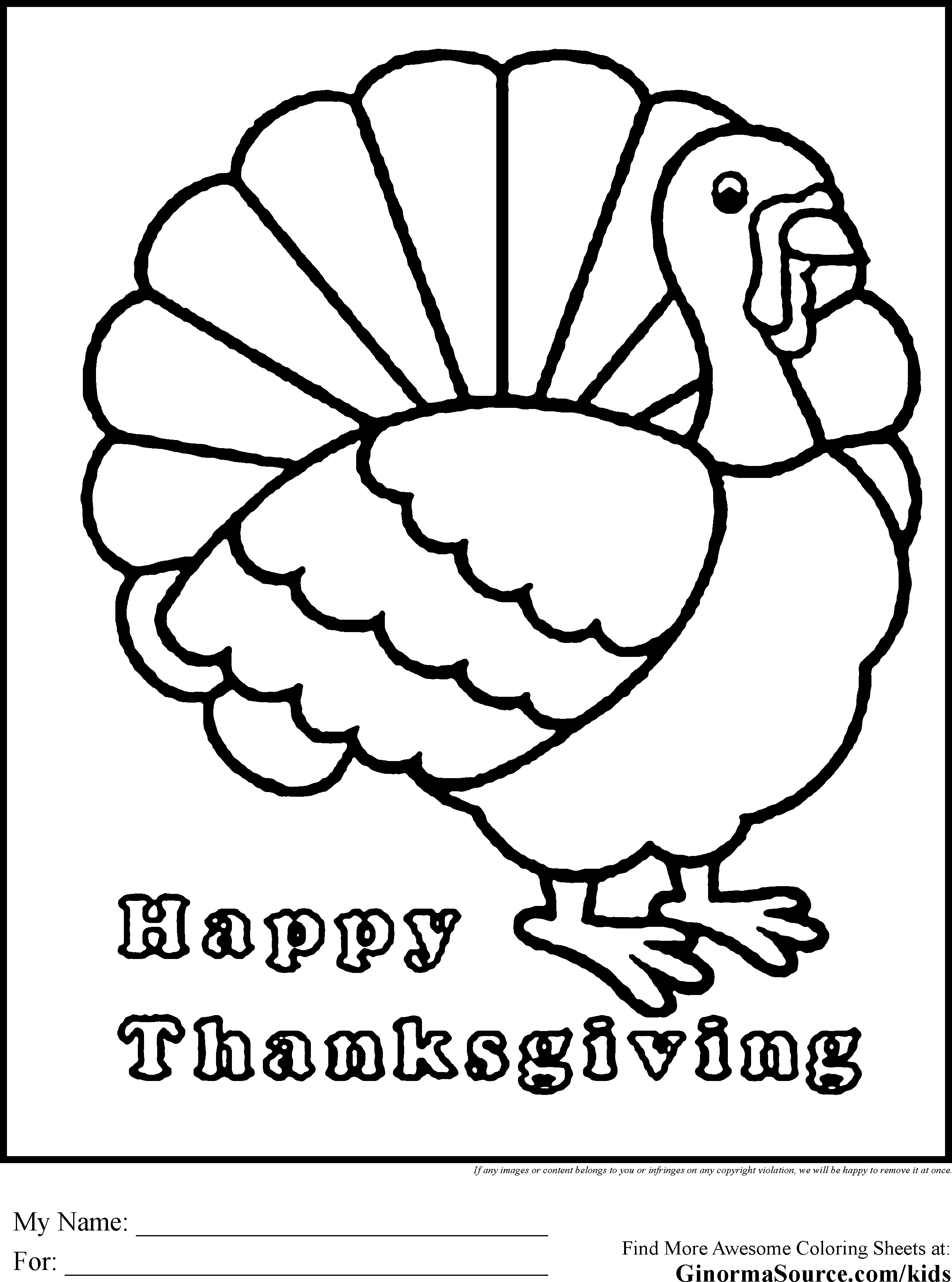 Thanksgiving Turkey To Color
 Coloring Page A Turkey For Preschool Coloring Home