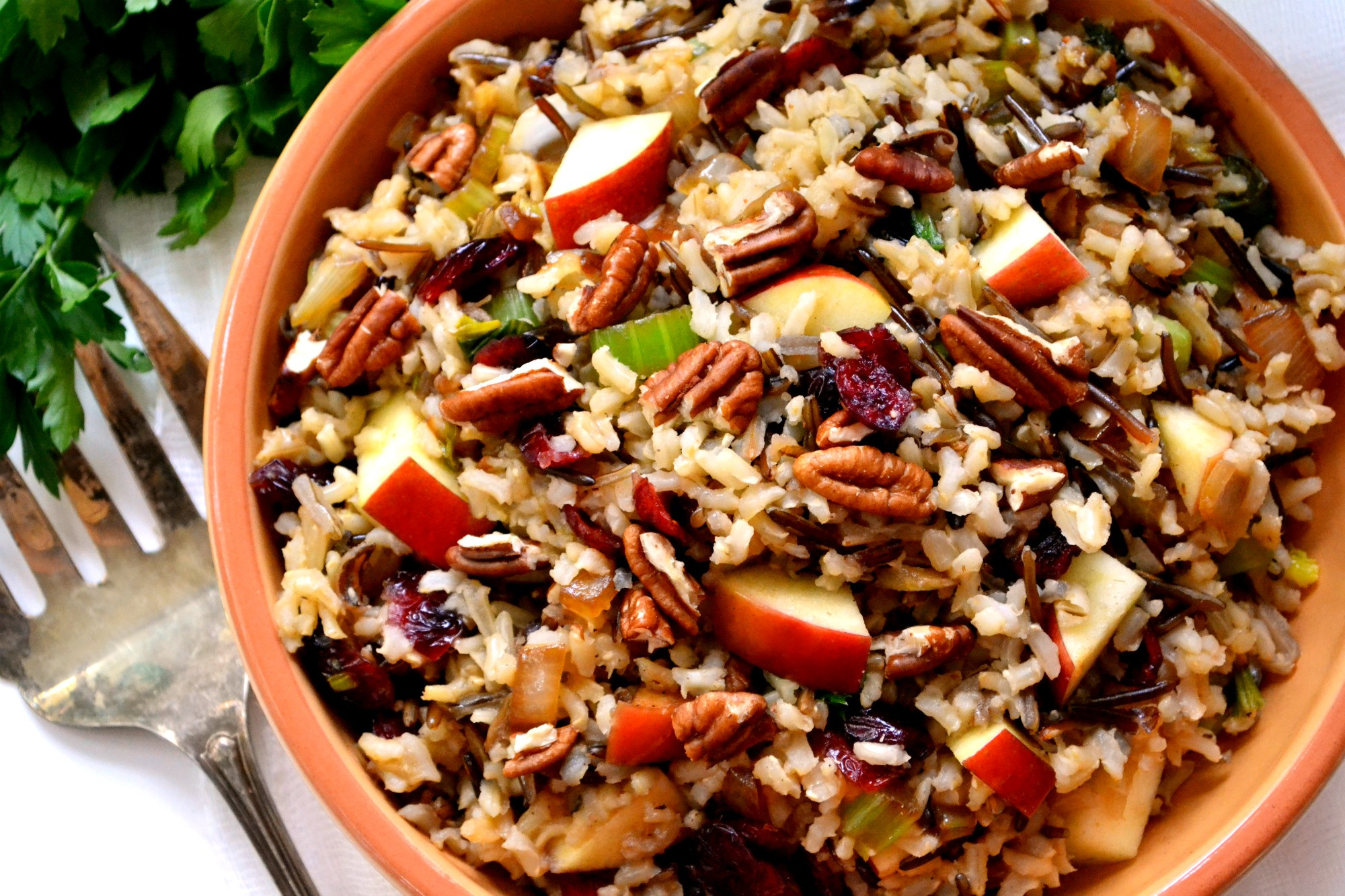 Thanksgiving Wild Rice Stuffing
 Brown & Wild Rice Stuffing with Apples Cranberries