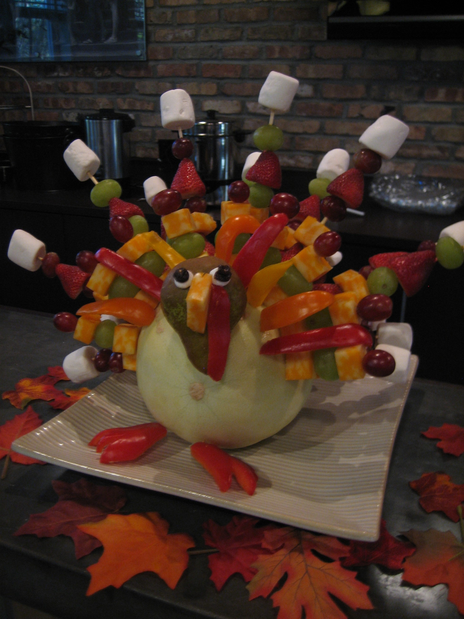 Turkey Centerpieces Thanksgiving
 The Fruit Kabob Turkey Happy Home Fairy