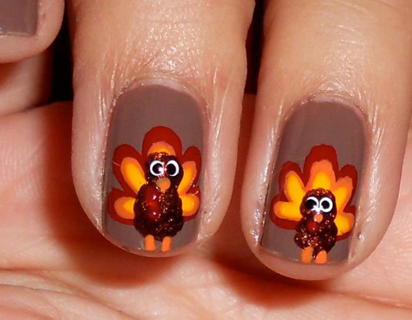 Turkey Designs For Thanksgiving
 18 Thanksgiving Nail Art Ideas