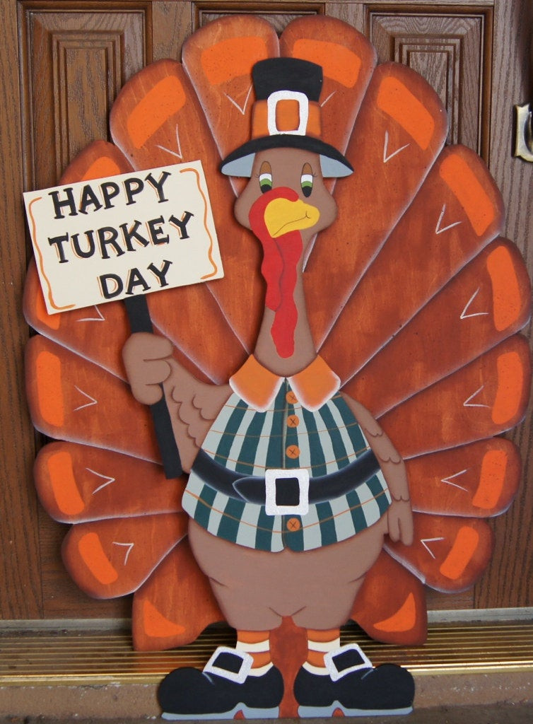 Turkey Designs For Thanksgiving
 Happy Turkey Day Thanksgiving Wood Yard Art Sign Fall