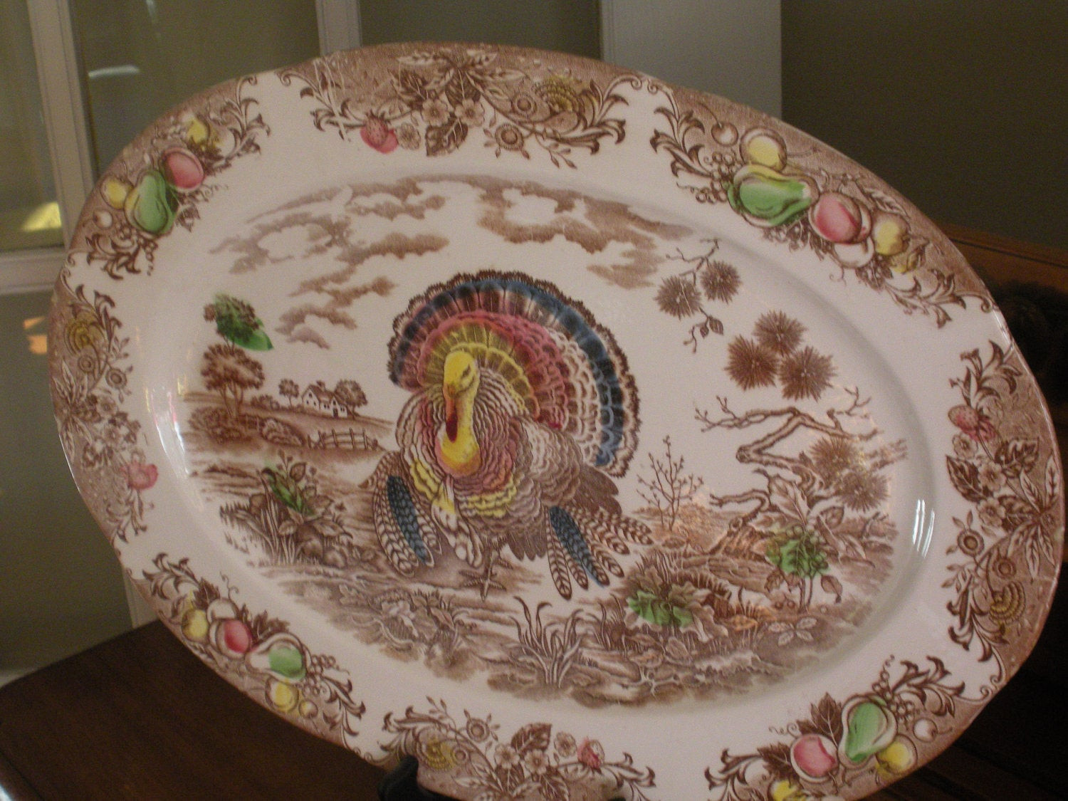 Turkey Platters Thanksgiving
 Vintage Thanksgiving Turkey Platter Made in Japan Hand Painted