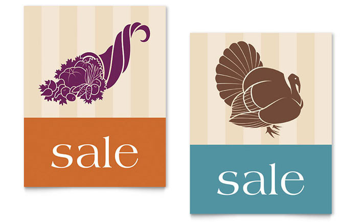 Turkey Sale For Thanksgiving
 Thanksgiving Cornucopia & Turkey Sale Poster Template Design