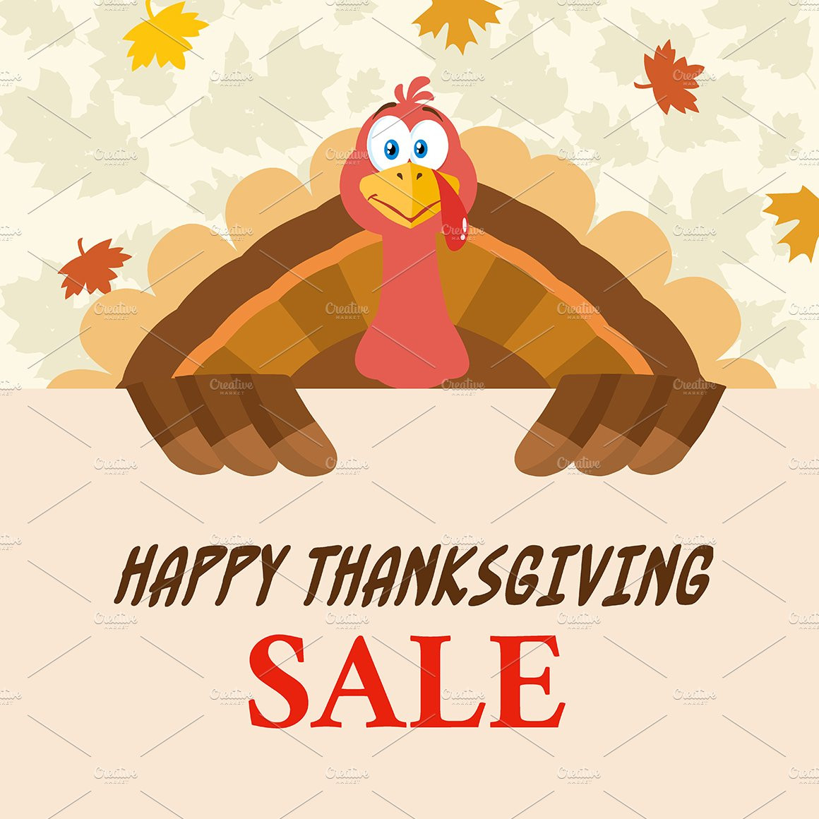 Turkey Sale For Thanksgiving
 Turkey With Thanksgiving Sale Sign Illustrations