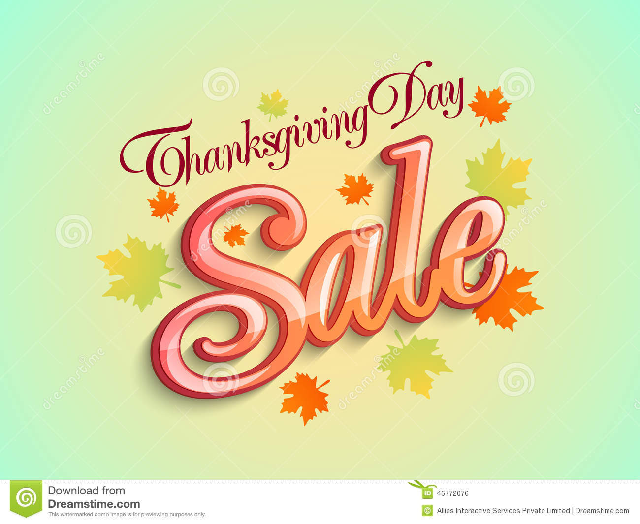 Turkey Sale For Thanksgiving
 Thanksgiving Day Sale Poster With Maple Leafs Stock