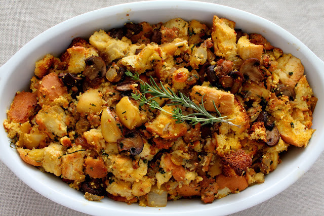 Turkey Sausage Stuffing Recipes Thanksgiving
 Artisan Cornbread Stuffing with Apples and Italian Sausage