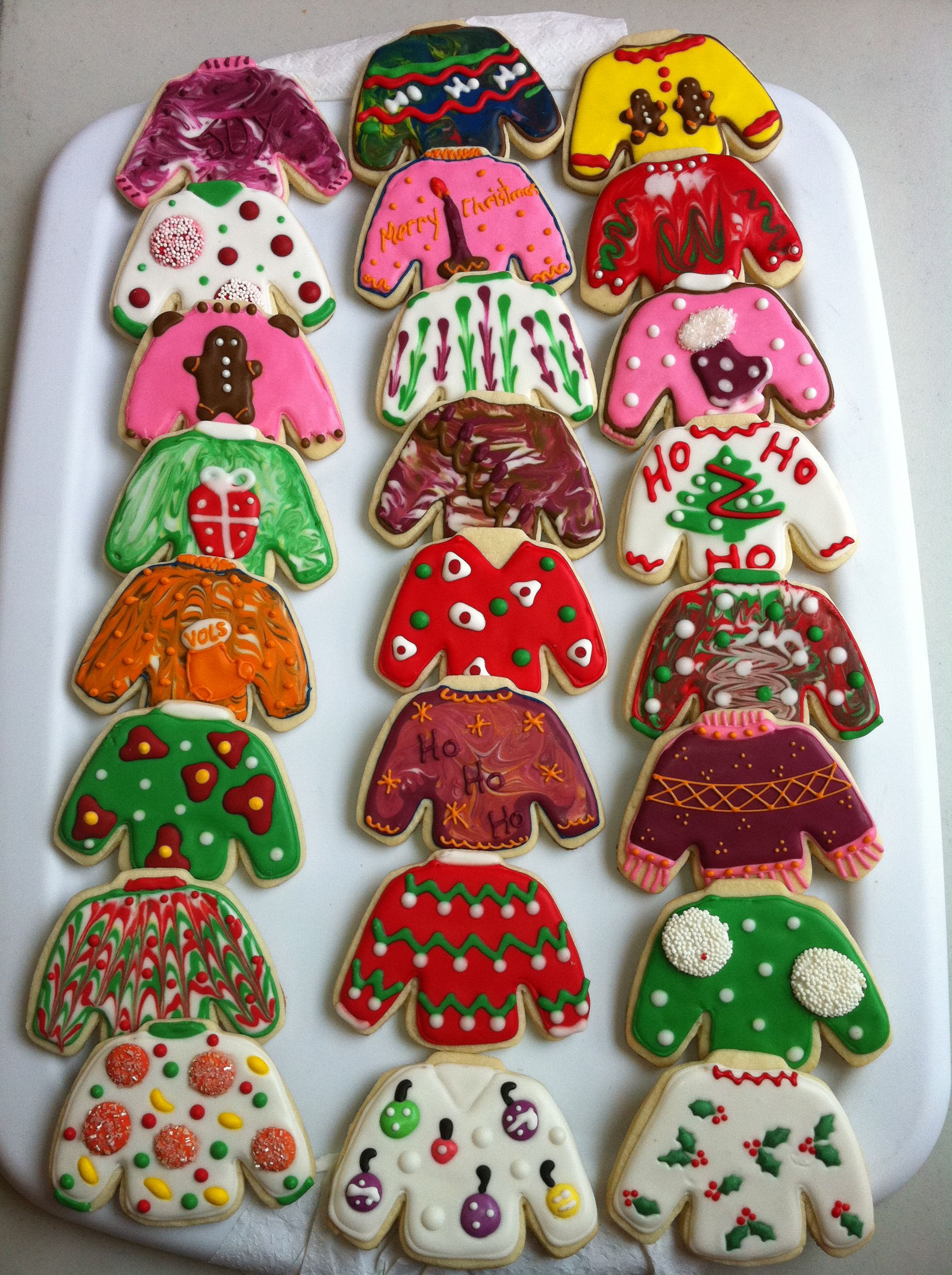 Ugly Christmas Cookies
 Tacky Christmas Sweaters Decorated Sugar Cookies by I Am