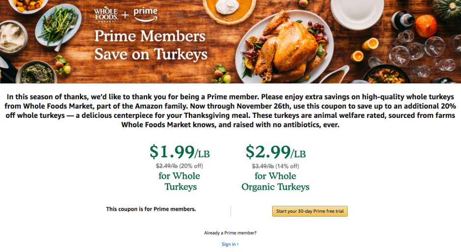 Whole Foods Turkey Thanksgiving
 Amazon s Whole Foods turkey promotion is ruining the